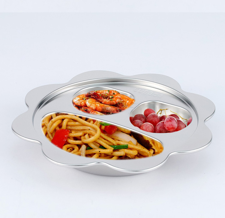 Children's dinner plate cartoon pattern 304 stainless steel service tray high capacity service plate