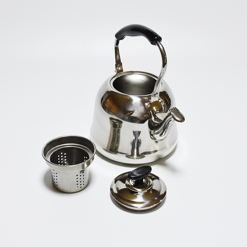 Stainless steel tea water kettle with filter element Flat bottom whistling kettle