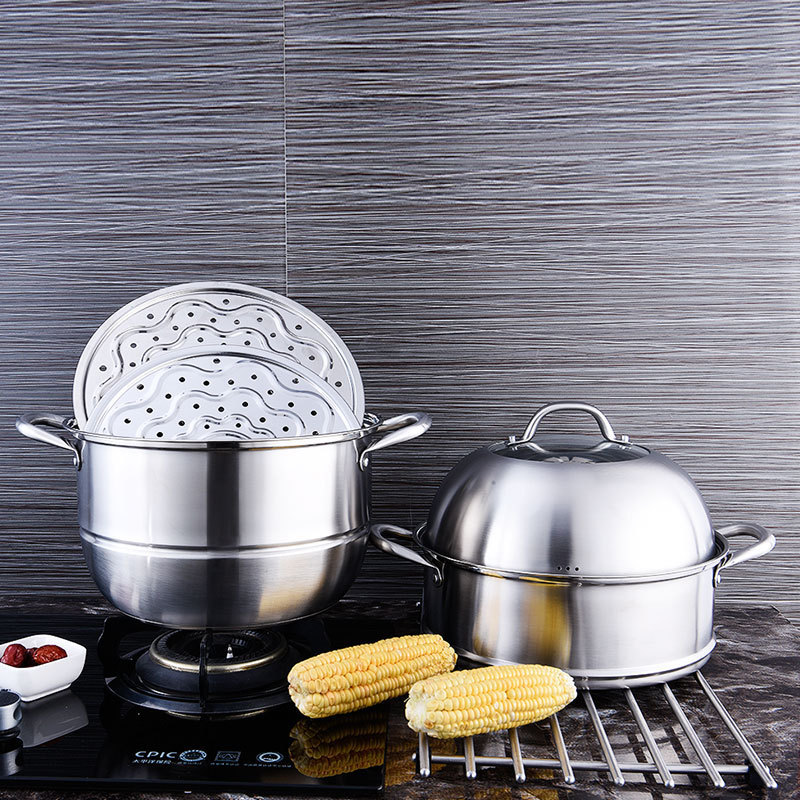 Factory outlet 304 stainless steel steamer pot set Gas stove induction cooker currency kitchen steamer pot