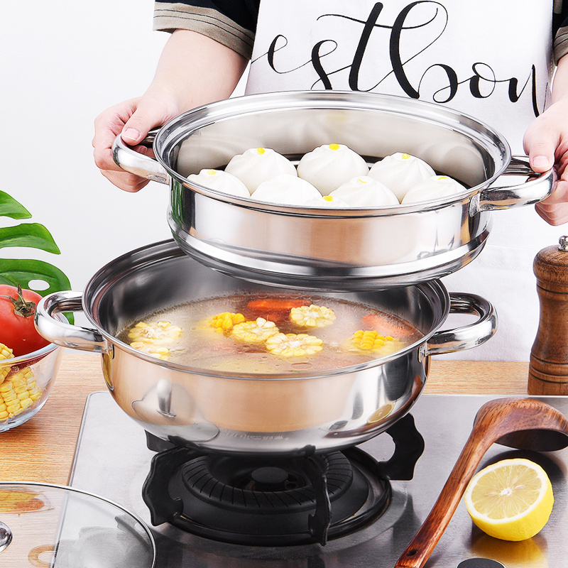 Multi-function steamer soup pot stainless steel Thickened material kitchen steam cooking pot