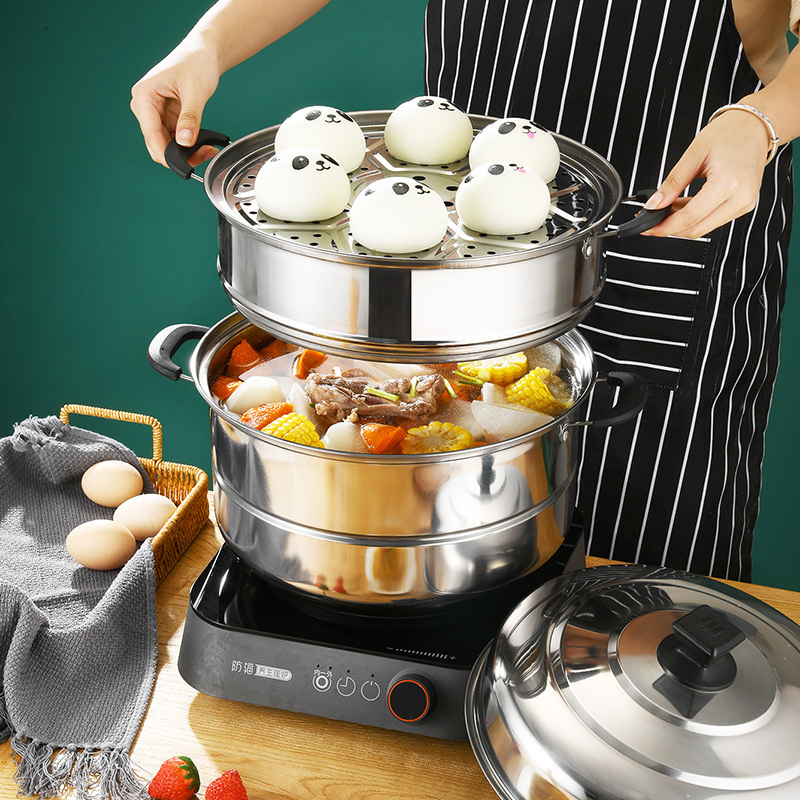 Uiws cheap stainless steel large capacity cooking pot multifunctional food steamer pot