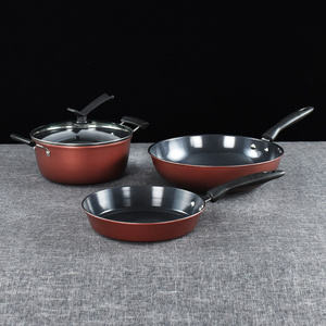 Custom Logo Non-Stick Cookware Set Kitchen Pan and Pots with Bakelite Handles Steel Iron Glass Metal Materials