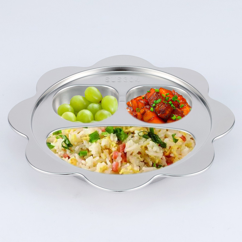 Children's dinner plate cartoon pattern 304 stainless steel service tray high capacity service plate