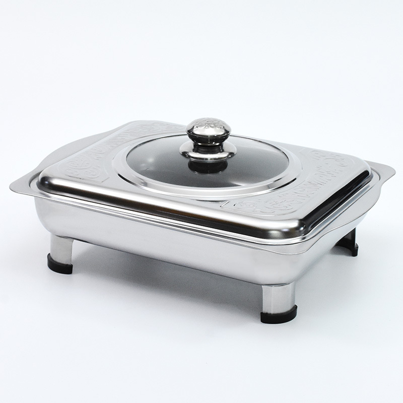 Hotel restaurant stainless steel serving dinner tray detachable serving dish mini chafing dish with lids