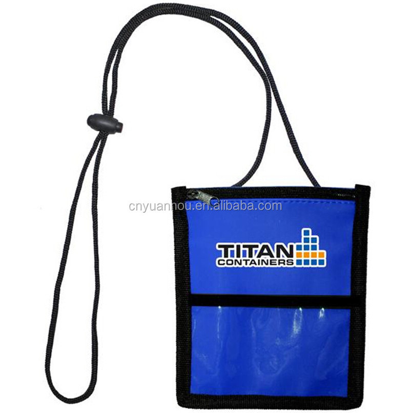 custom printed logo passport card holder  hanging pouch  blocking travel neck passport wallet