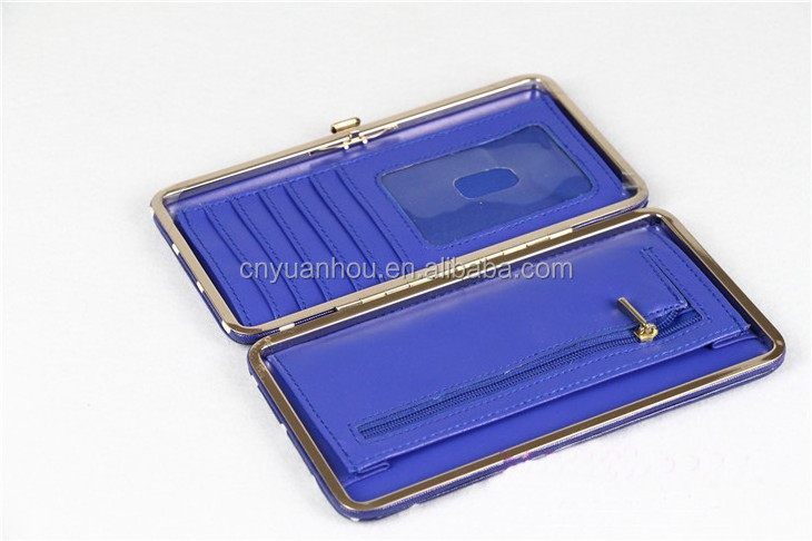 Fashion Customized PU Hinge Purse Women Metal Frame Wallet