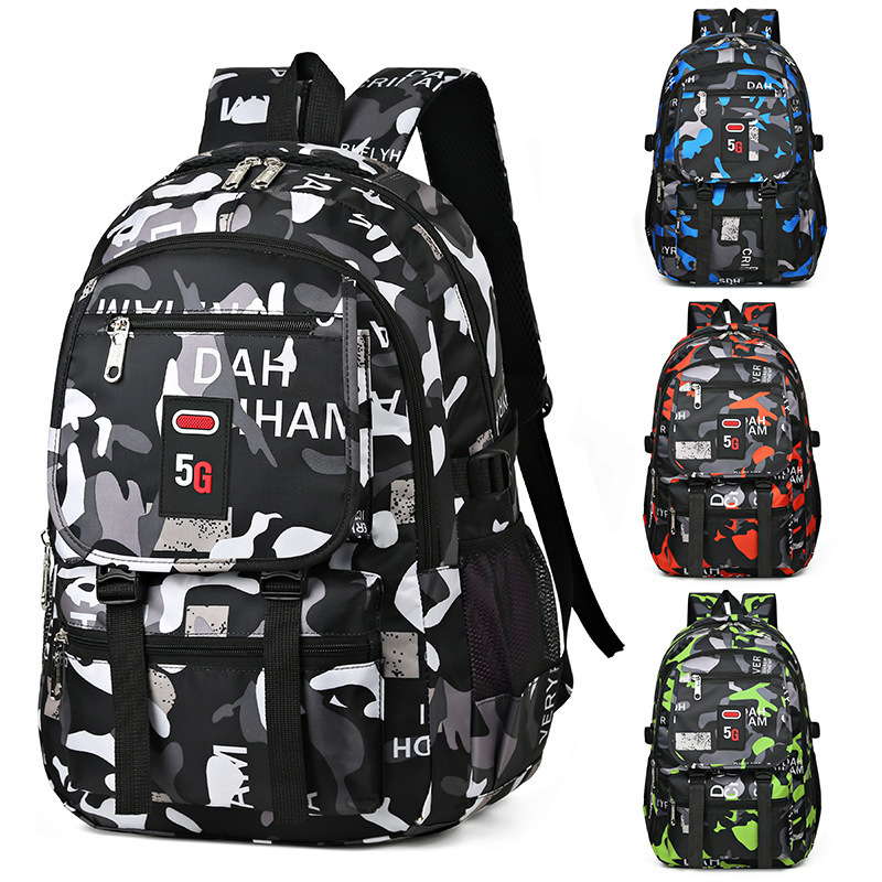 Wholesale Custom Girls and Boys Casual School Bags  Fashion Camouflage Pattern College Waterproof School Backpack Bags