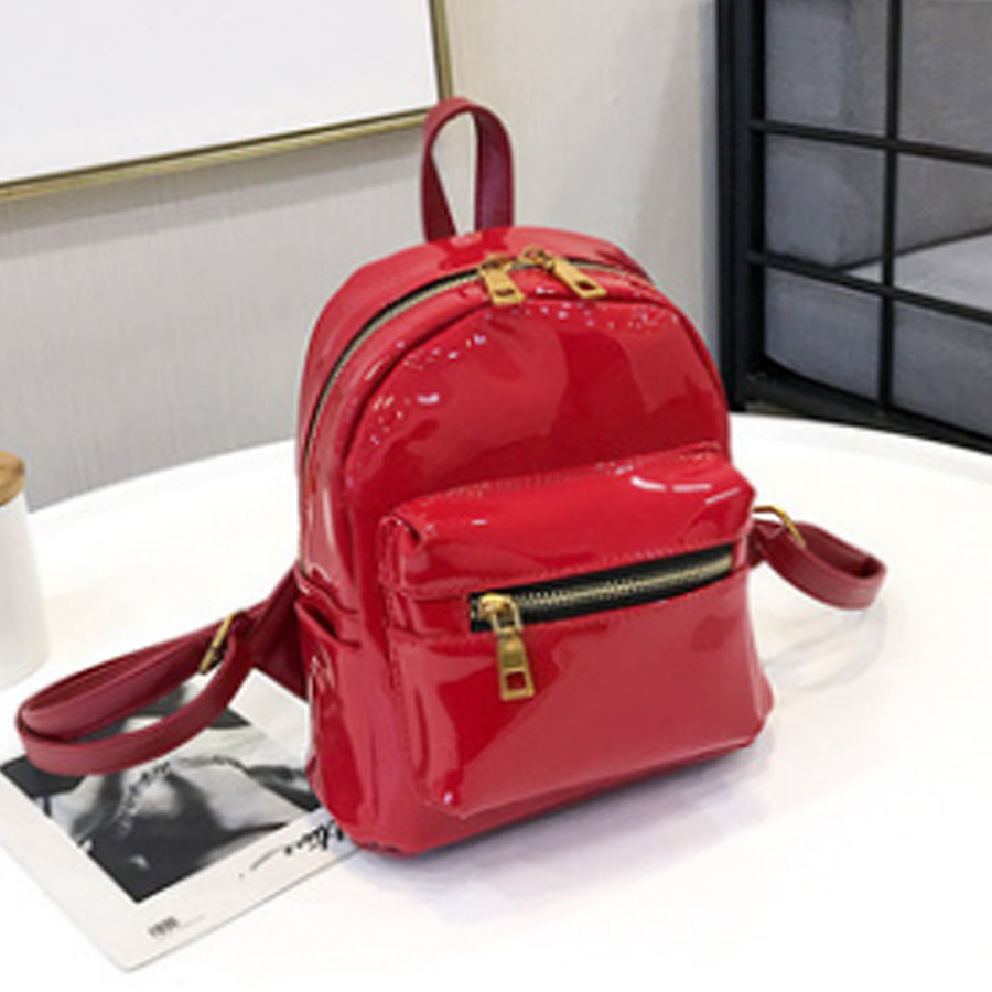 Double-shoulders bag mini-trendy lacquer leather small backpack 2018 new shiny sequins women's backpack