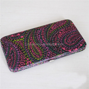 National Pattern Printed Canvas Card Holder Clutch Purse Metal Frame Flat Hinge Wallet for Women