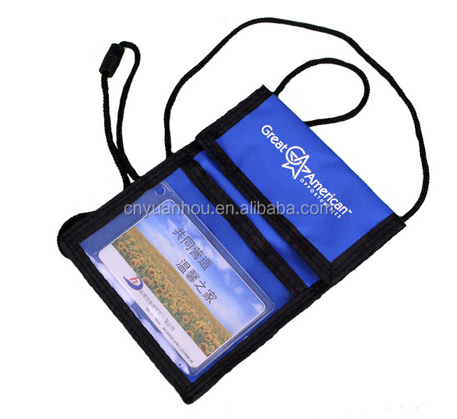 Fashion Business Card Hanging Passport Holder with Lanyard Security Neck Passport Wallet Conference ID Badge Holder