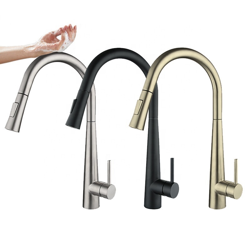 Pull Out Sensor Kitchen Faucet Brushed Nickel Sensitive Touch Sensor Tap Automatic Sensor Water Faucet