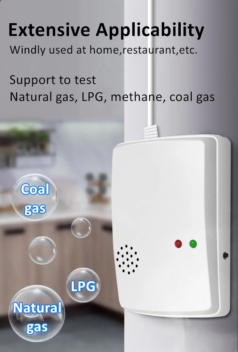 Methane Liquefied Natural Gas Leak Alarm Sensors Combustible Lpg Gas Detector Automatic Shut Off Solenoid Valve 12V