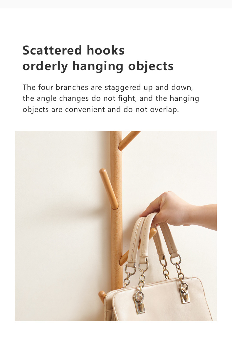 Wall Mounted Space Saving Multifunction Wood Coat Racks Wholesale Luxury Natural Wood Clothes Coat Hanger