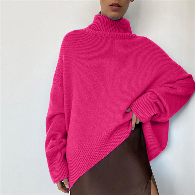 Winter Autumn Fashion Oversize Jumper Basic New Pullover Casual Knitted Turtleneck Women Sweater