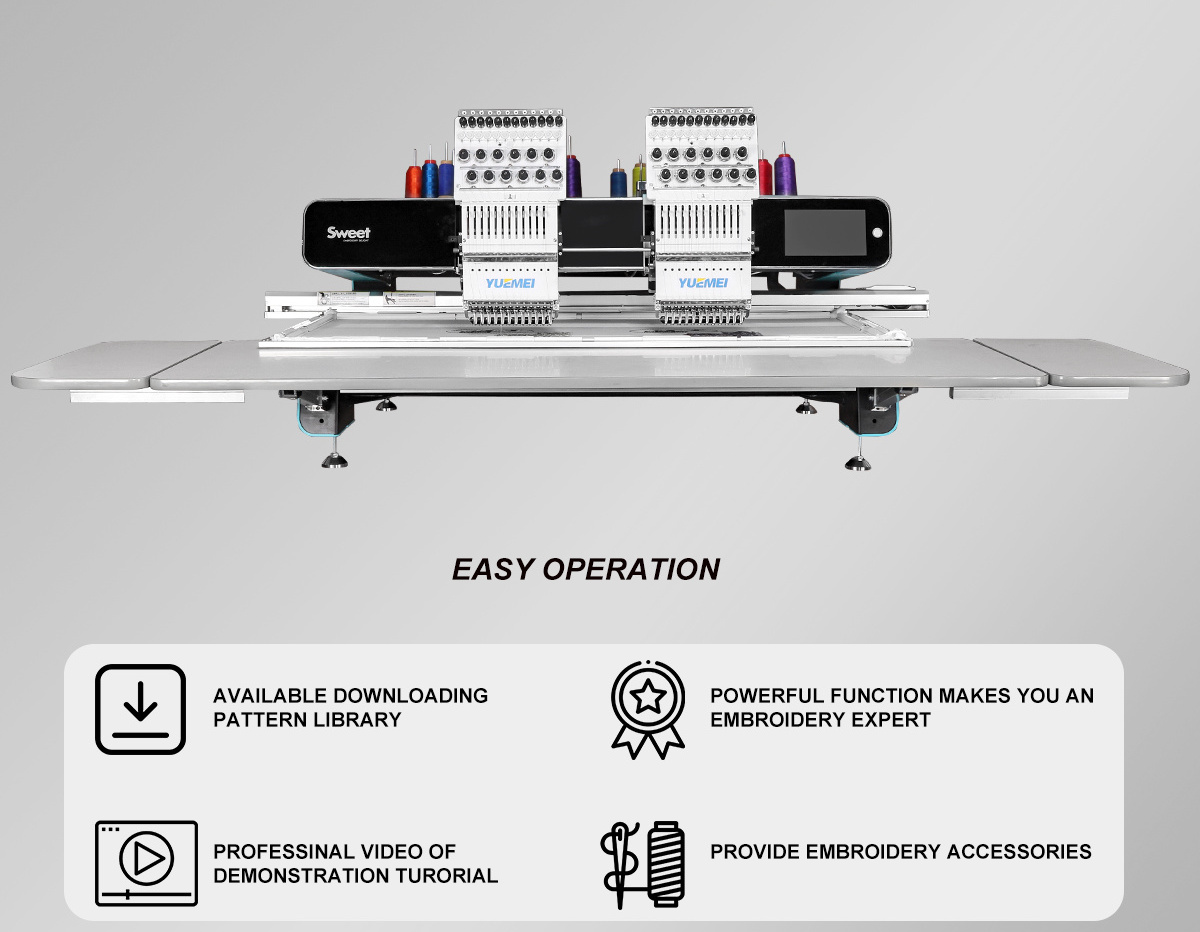 China made 9 12 15 needles 2 heads computer barudan embroidery machine