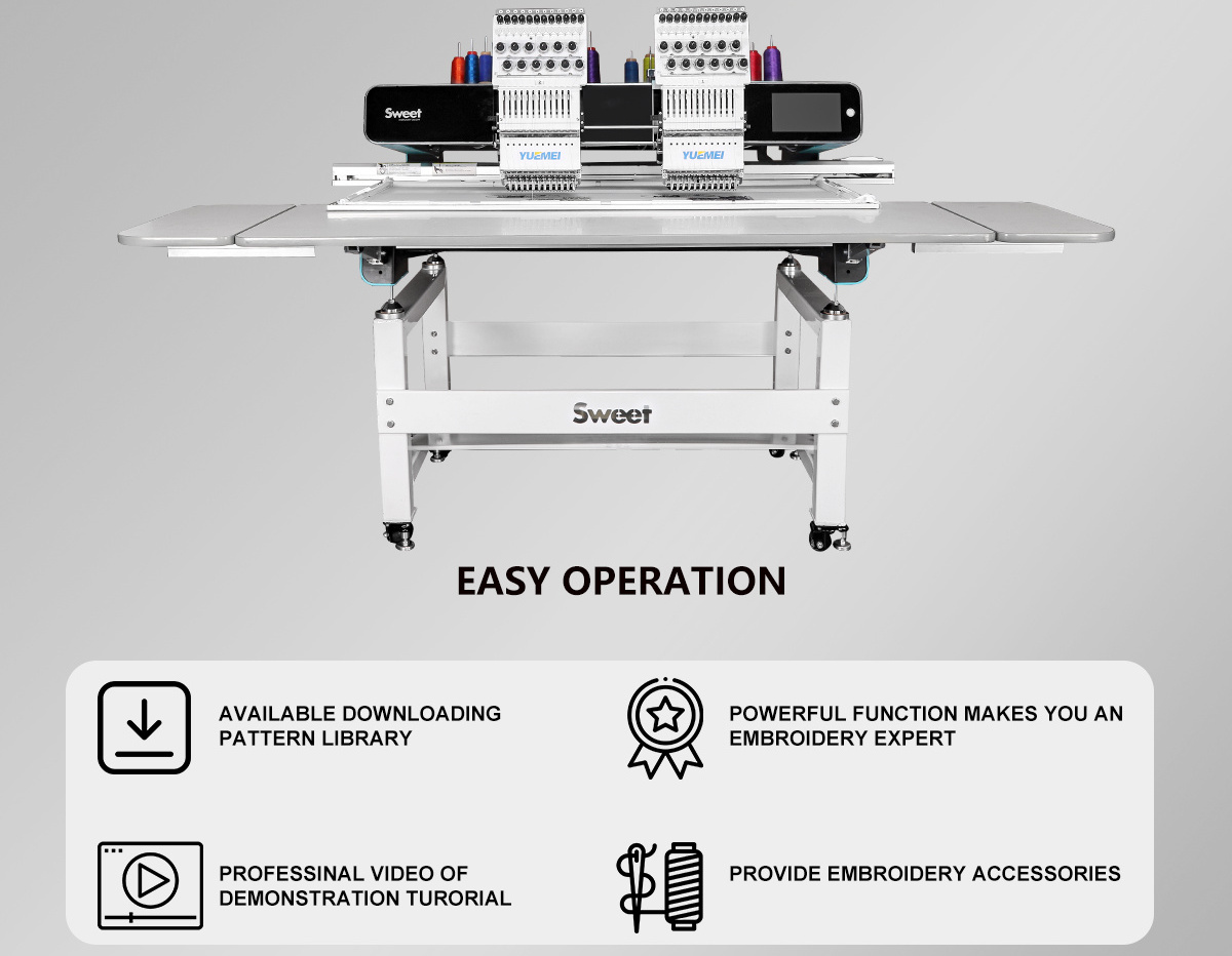 China made 9 12 15 needles 2 heads computer barudan embroidery machine