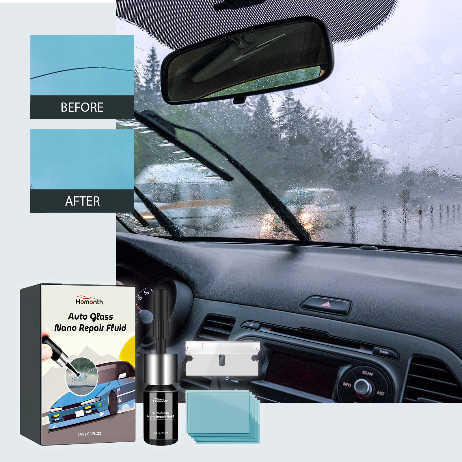 Automotive Glass Nano Repair Liquid Automotive Windshield Cracks Quick Repair Adhesive Repair