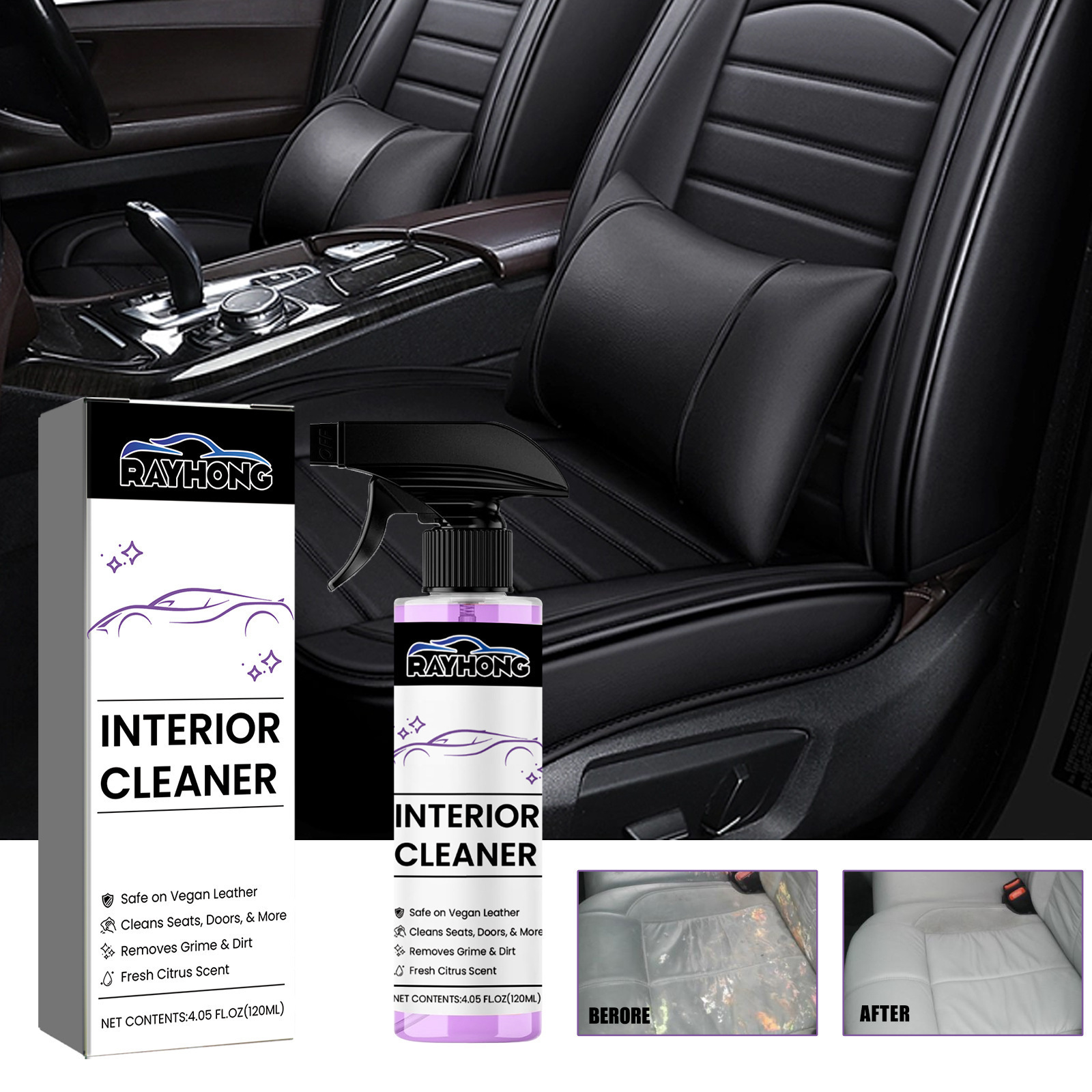 Interior Cleaner Car Seat Instrument Panel Seat Decontamination Stain Remover Refurbishment Maintenance Cleaner