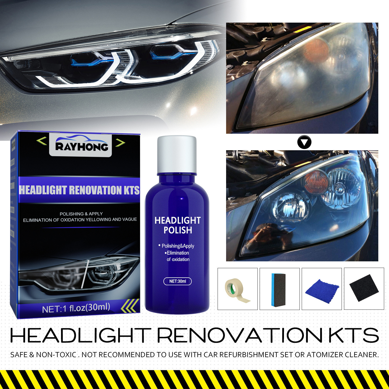 Car Headlight Repair Fluid Lamp Plating Crystal Refurbishing Repairing Agent Automotive Headlight Coating Reconditioning Agent