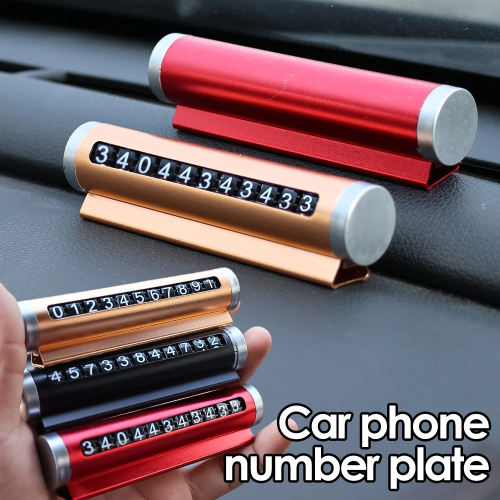 Metal Car Temporary Parking Card Rotate Phone Number Plate Aluminum Stickers Park Stop in Car-styling Auto Accessories