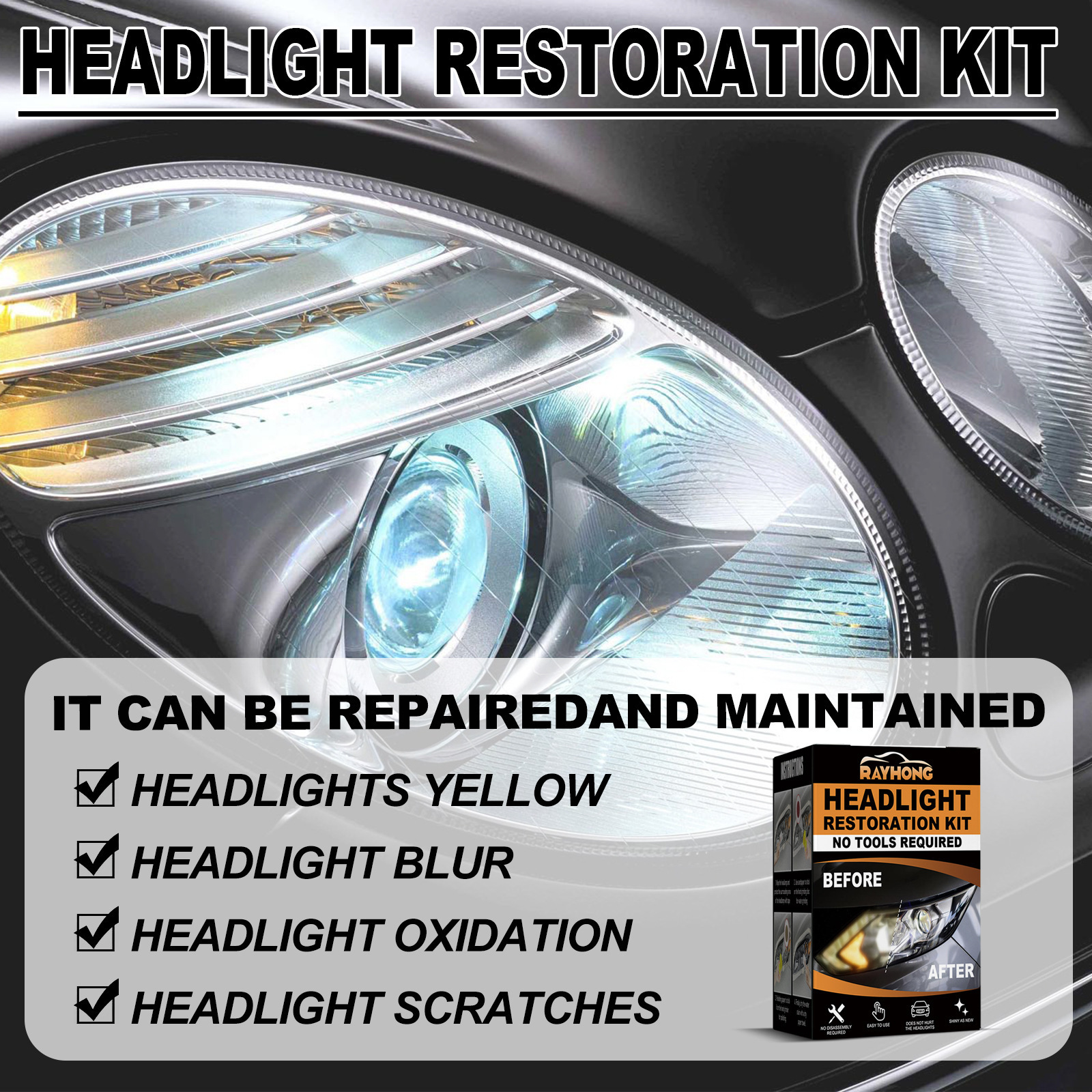 Automotive Ceramic Headlight Repair Kit Scratches Yellowing Polishing Refurbishing Brightening Headlight Shade Repair