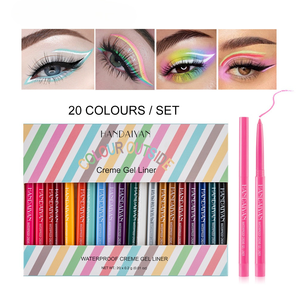 HANDAIYAN quick-drying waterproof and non-smudge-free colored eyeliner gel pen 20 pieces wholesale