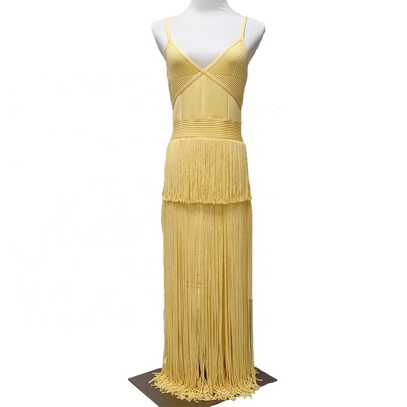 The latest sexy hip-wrapped tassel luminous cocktail dress