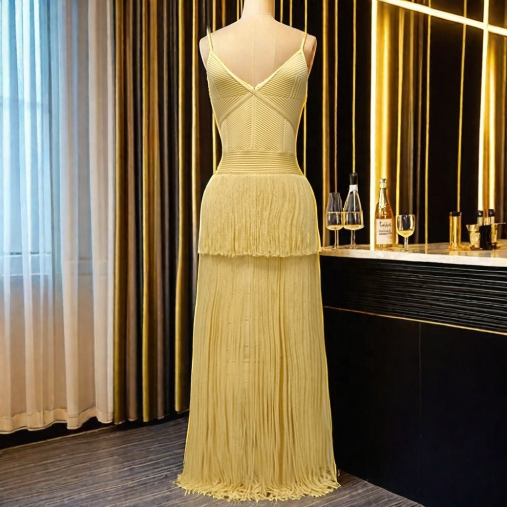 The latest sexy hip-wrapped tassel luminous cocktail dress