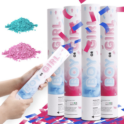 Blue Pink Handheld Compressed Air Manufacturers Wholesale Biodegradable Party Popper Powder Gender Reveal Cannon