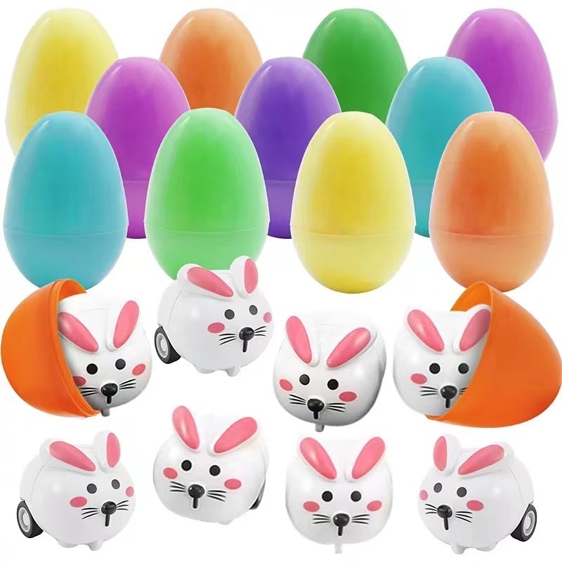 2022 Hot DIY Plastic Easter Eggs Bunny Dinosaur Children Egg Toy with Toy Inside