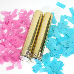 Baby Gender Reveal Confetti Launcher Cannon 4-Pack - Biodegradable Confetti (2 Pink and 2 Blue)