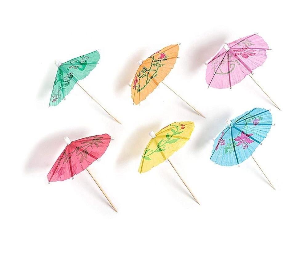 Cocktail Umbrella Picks Drink Picks Cocktail Parasols Assorted Umbrella Parasol Paper Cupcake Toppers for Party Supplies