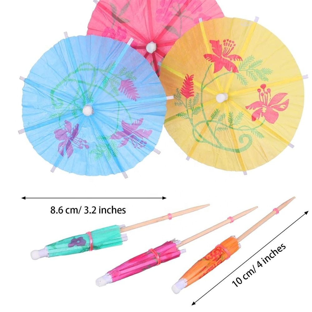 Cocktail Umbrella Picks Drink Picks Cocktail Parasols Assorted Umbrella Parasol Paper Cupcake Toppers for Party Supplies