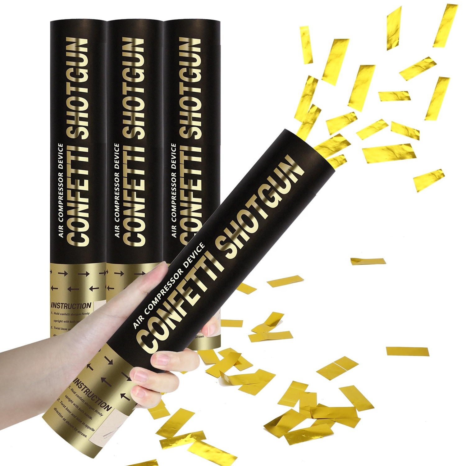 Customizable Gold Confetti Cannon Shooter Compressed Air Handheld Biodegradable Wholesale Party Poppers Confetti Cannon