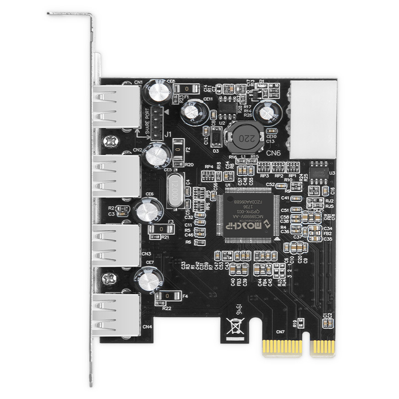 moschip MCS9990 Pcie x1 expansion card to 4 ports Usb2.0 Riser Card