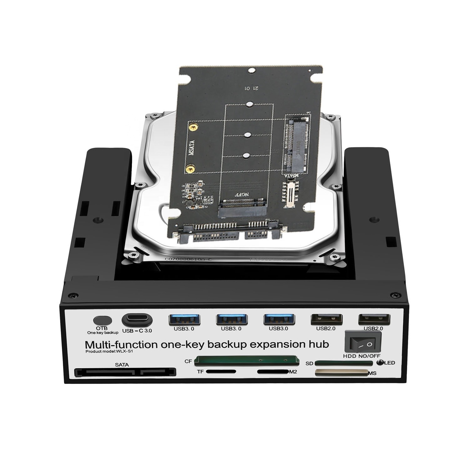 Multifunctional  5.25 To 2.5 Hdd Bay All In 1 Card Reader Type C Usb3.1 Hdd Mobile Rack