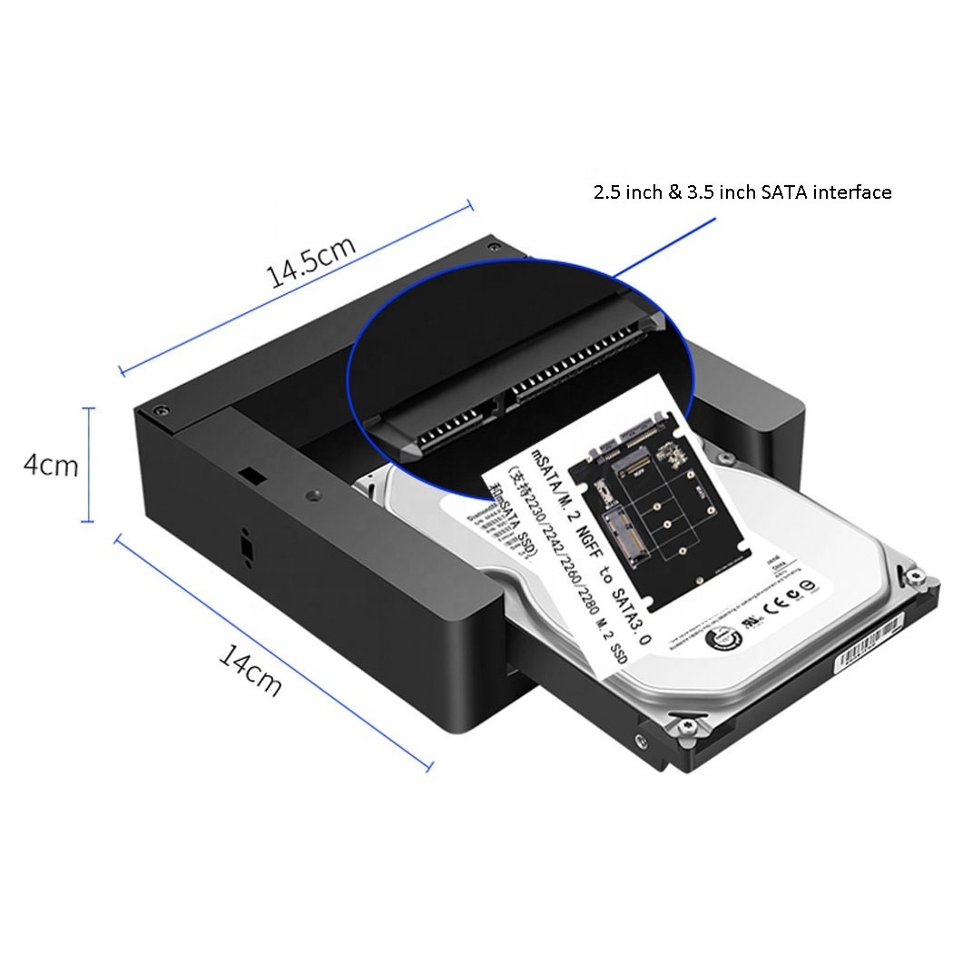 Multifunctional  5.25 To 2.5 Hdd Bay All In 1 Card Reader Type C Usb3.1 Hdd Mobile Rack