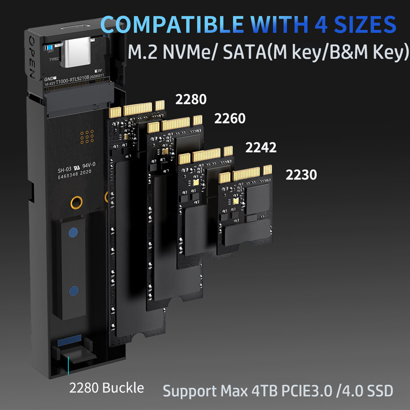 dual protocol m2 ssd case enclosure nvme sata 2 in 1 aluinum m.2 nvme 2230 ssd case m2 enclosure