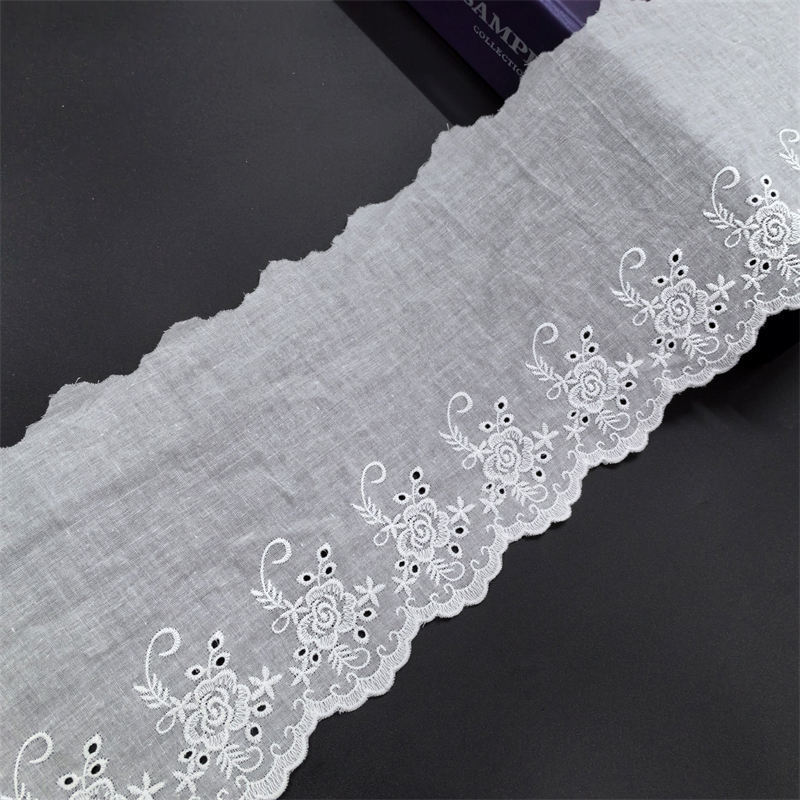 Best Selling 16.5 CM Modern Designs Cotton Lace Trim Voile Lace For Wedding Dress