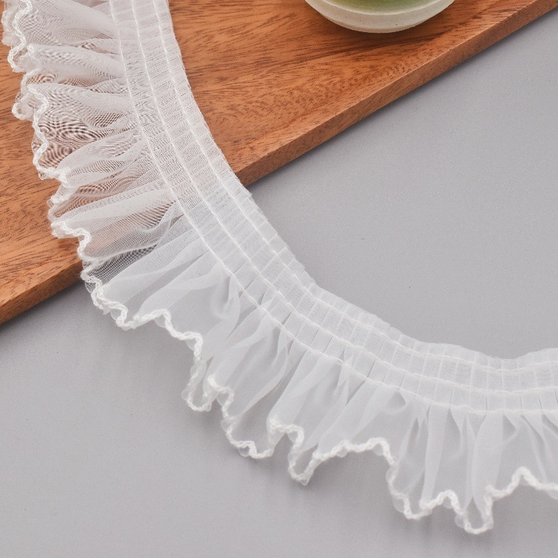 Factory Recommend Buying Polyester Lace Pleated Lace Trim Fashion Garments Lace Suitable For Decoration Dress