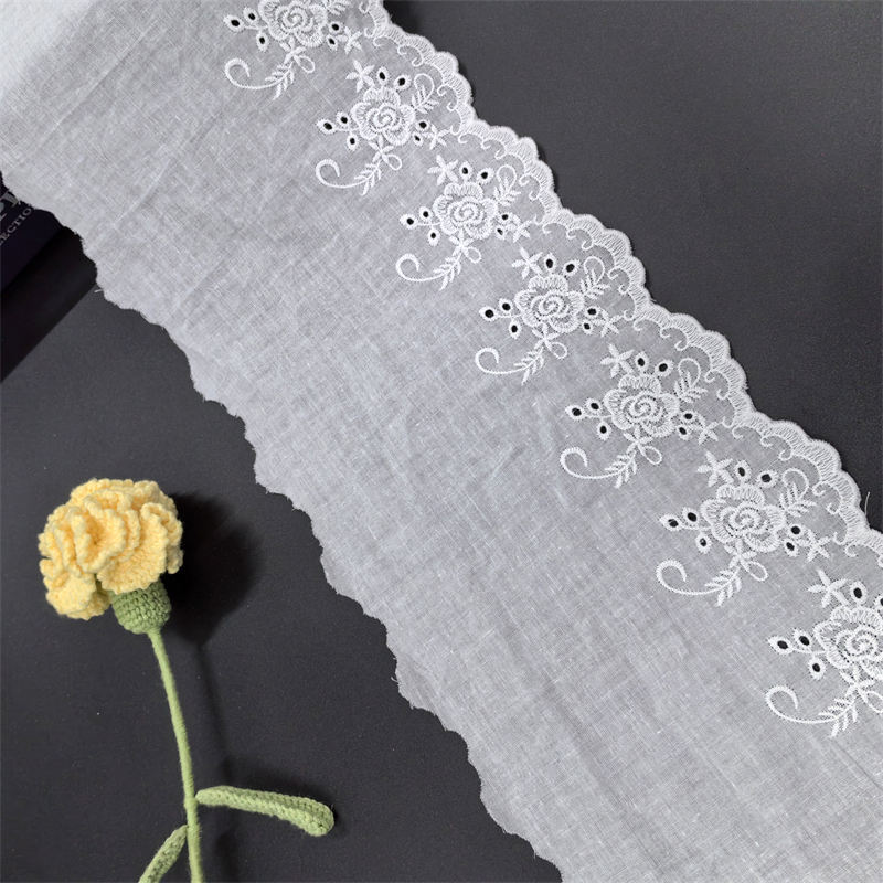 Best Selling 16.5 CM Modern Designs Cotton Lace Trim Voile Lace For Wedding Dress