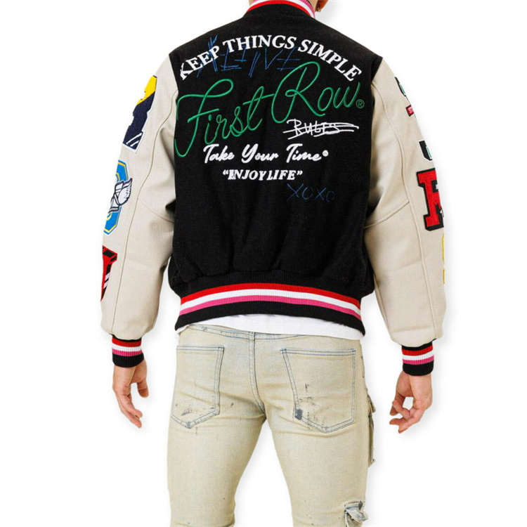 Customised Fashion Crop Top Baseball  Coat Loose Casual Letterman Jacket Mens Patch Polyester Cropped Varsity Jacket