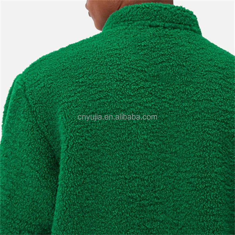 OEM Custom oversized patch chenille embroidery fuzzy berber polar fleece jacket for men