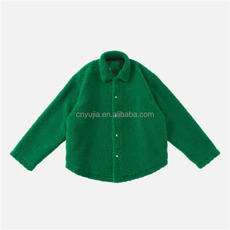 OEM Custom oversized patch chenille embroidery fuzzy berber polar fleece jacket for men