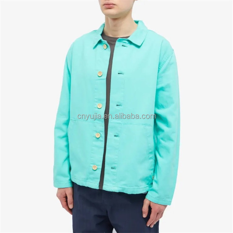 OEM Custom men blank work cotton twill work jacket with button closure