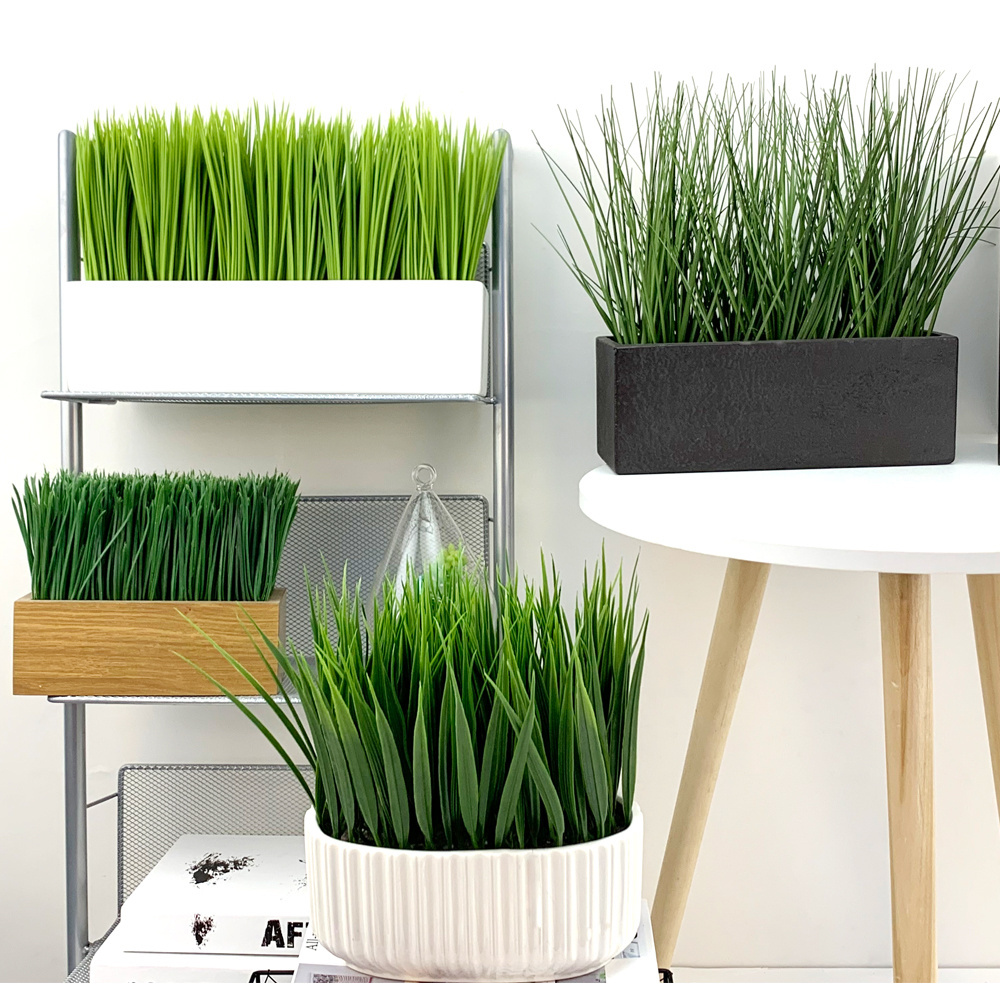 High Quality Greenery Artificial Grass Plant Indoor Decorative Plastic Faux Onion Grass in Pot