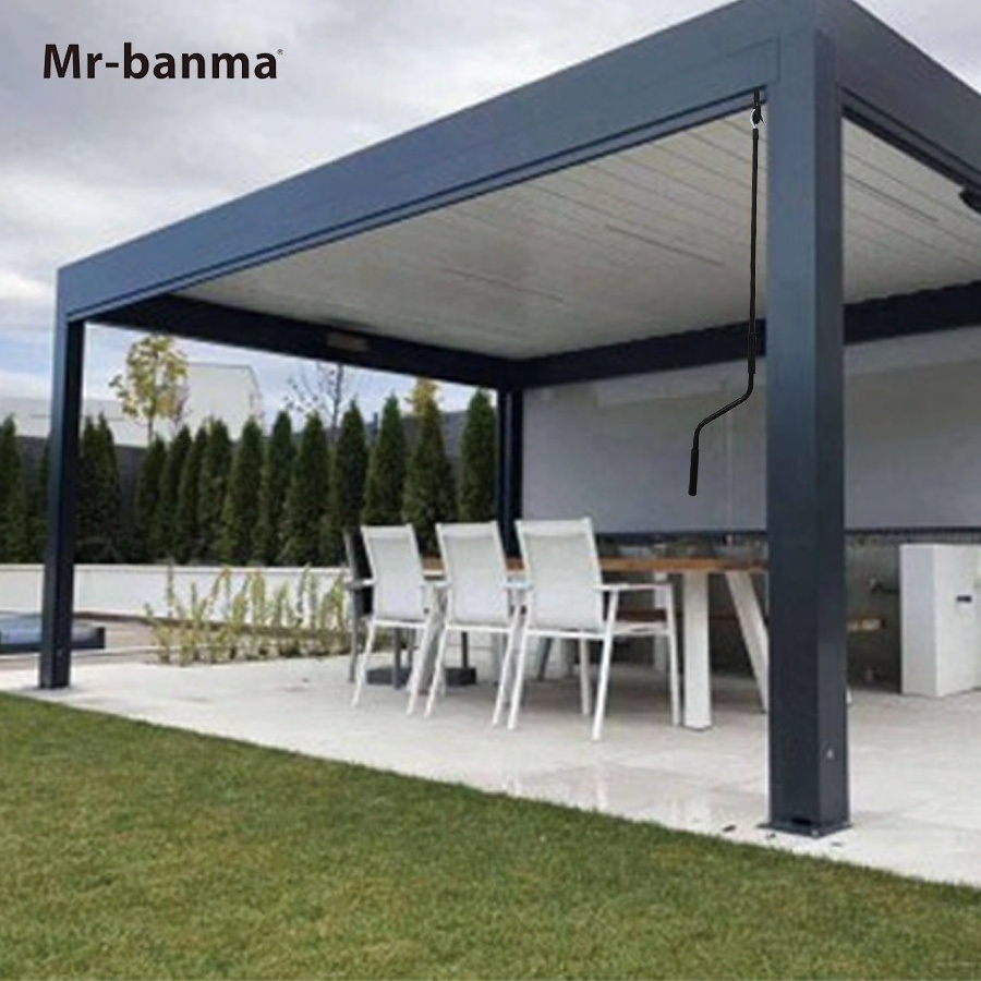 Factory Louver Roof Retractable Pergola Aluminium Manuel Pergola With Gazebo