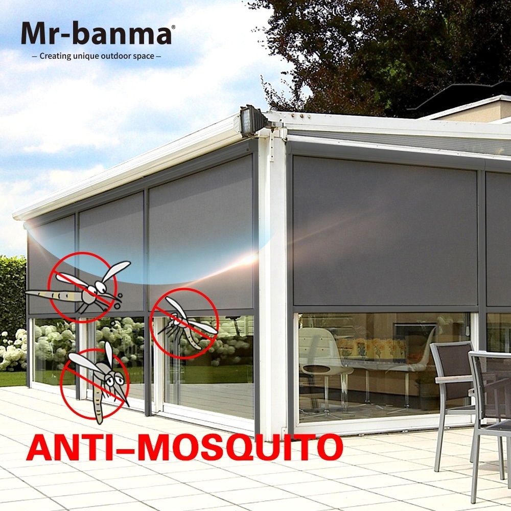 heavy-duty windproof custom outdoor patio decorations zip screen blinds with anti-uv roller blinds