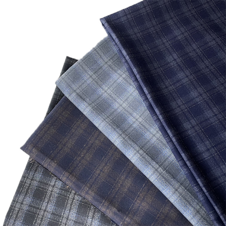 new design customized yarn dyed brushed plaid check polyester rayon fabric for suit