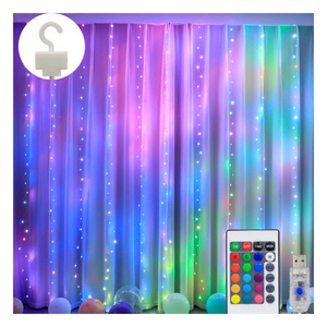 16 color Changing LED Curtain Lights Smart with Remote Control RGB Window String Lights copper wire fairy light room wall decor